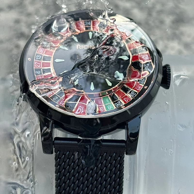 Bold Roulette Watch – Luminous Diamond-Accented Hands and Rotating Dial