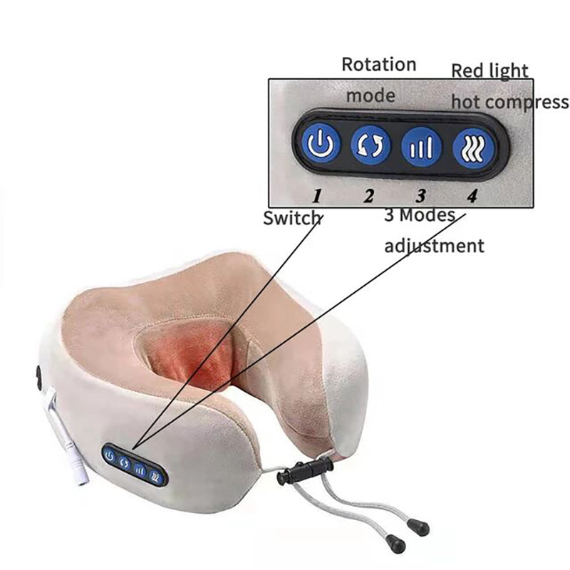 Portable U shaped neck pillow with USB charging