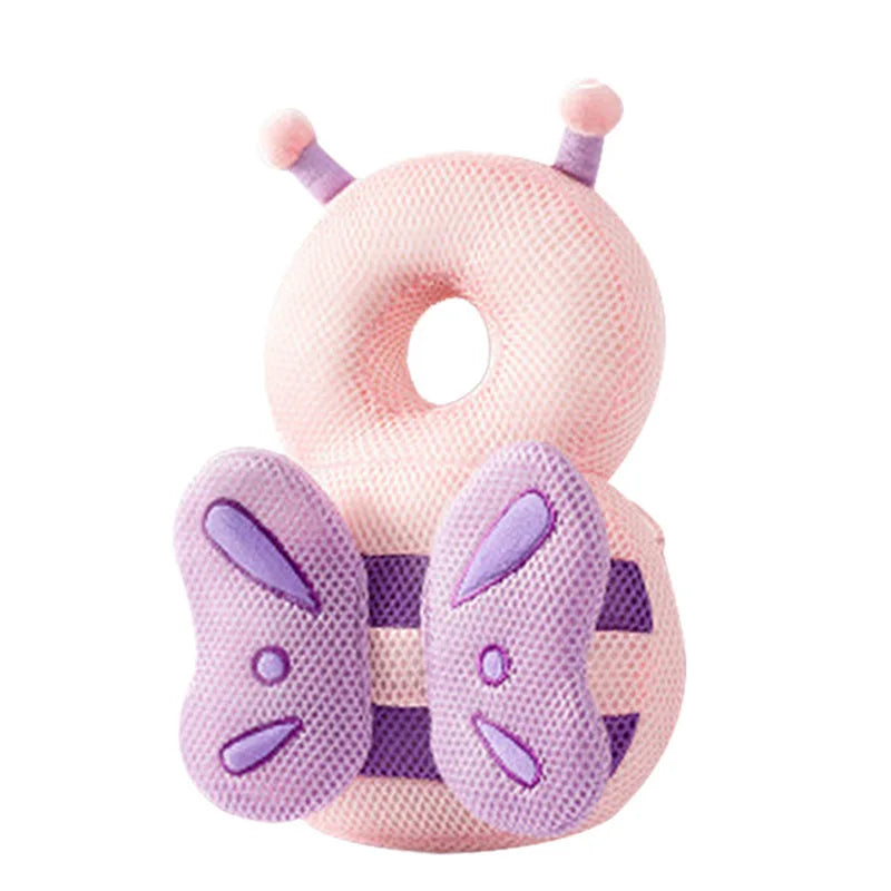 Adjustable newborn pillow with plush straps and head protection