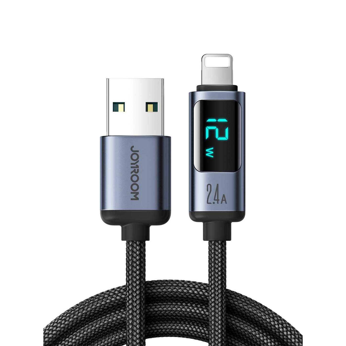 USB C Braided Cable with Real-Time LED Power Display