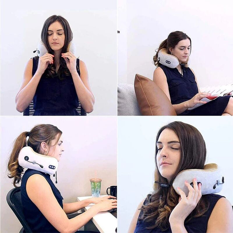 Soft velvet U shaped neck massager pillow